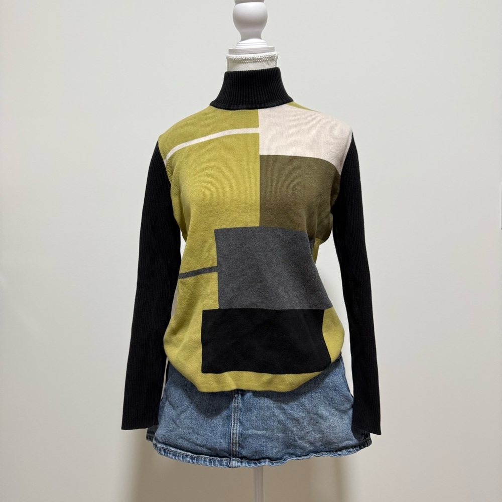 Geoffrey Beene Colour block Turtle Neck Sweater
